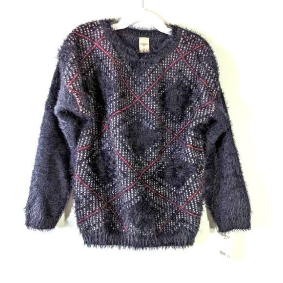 NWT Oshkosh B'gosh Girls Knit Pullover Sweater Furry Diamond Cardigan To… - Picture 6 of 9